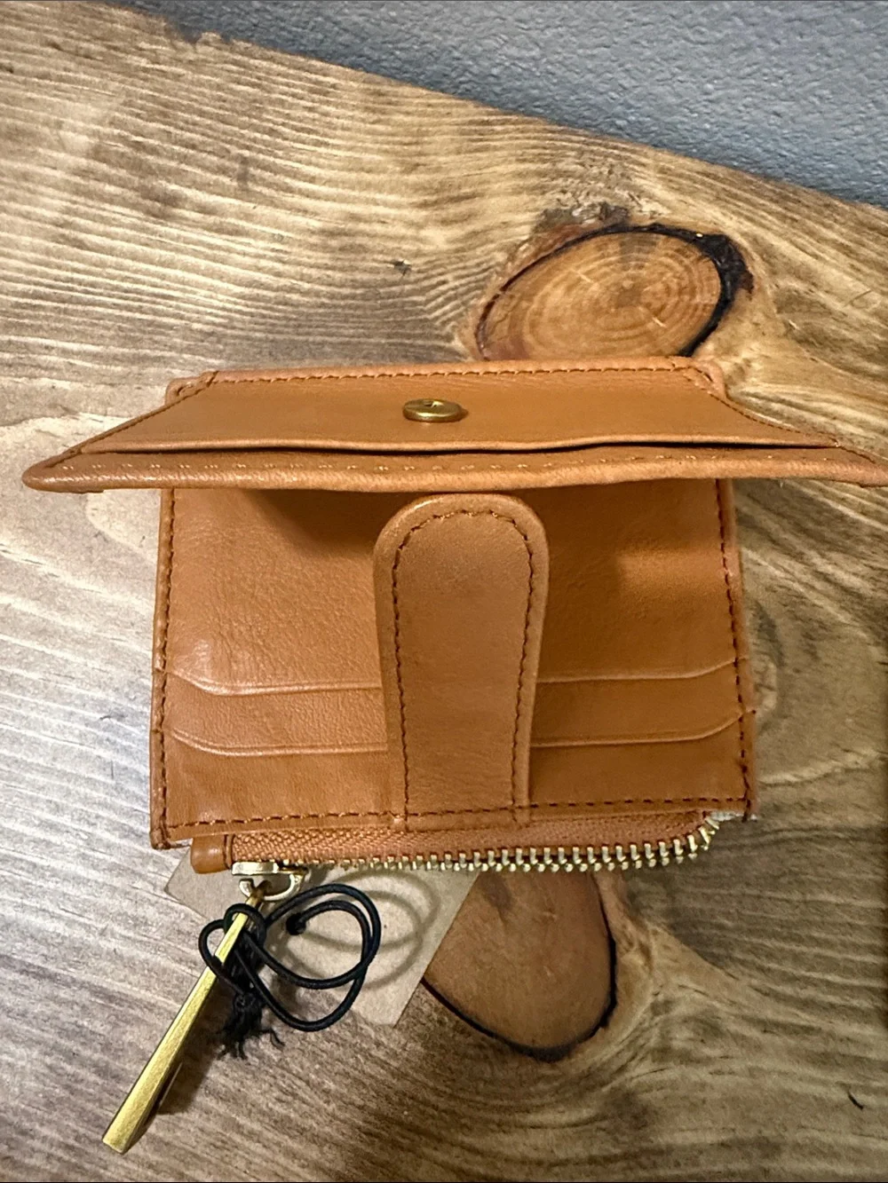 margot Cognac Leather Wallet Card  - Nee